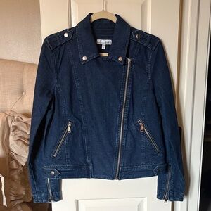 LOFT Indigo Denim Moto Jacket with SilverAccents